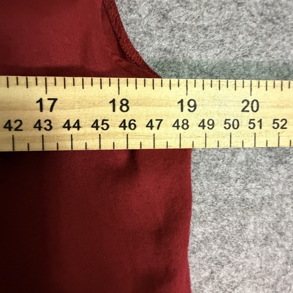 Red Smocked Neck Cap Sleeve Button Front Top XL Cotton‎ Bohemian Festival - Picture 6 of 7